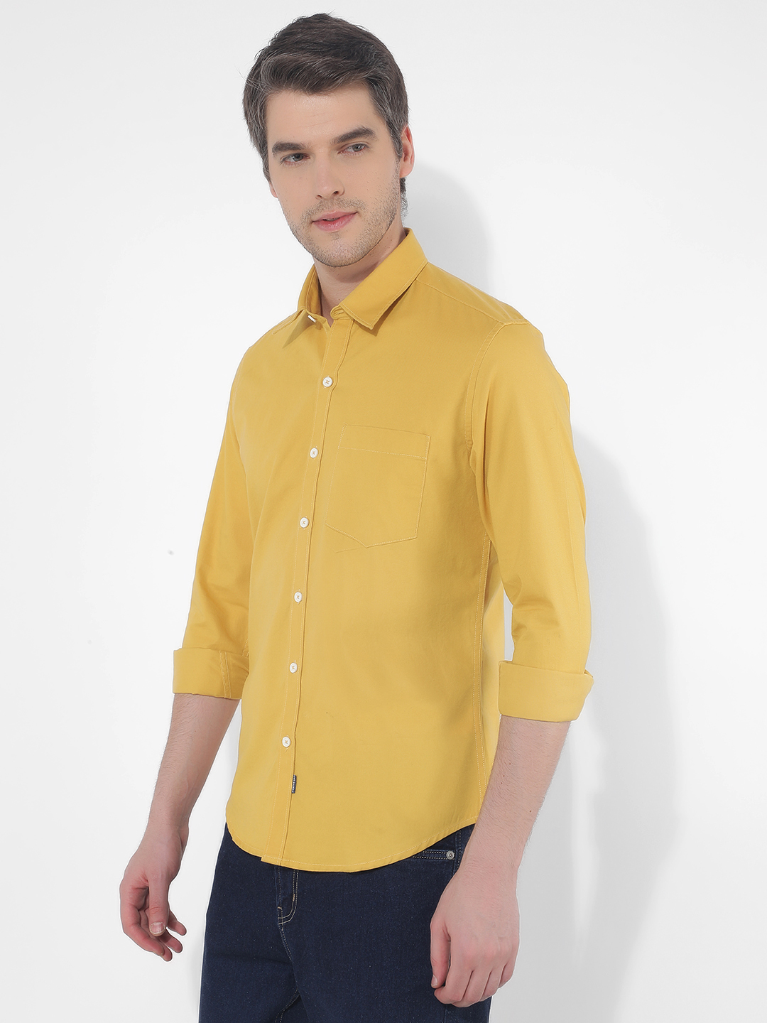 Numero Uno Men Solid Yellow Shirt